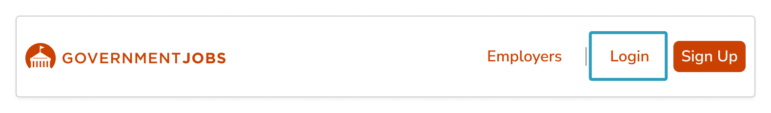 Log In button on GovernmentJobs.com header