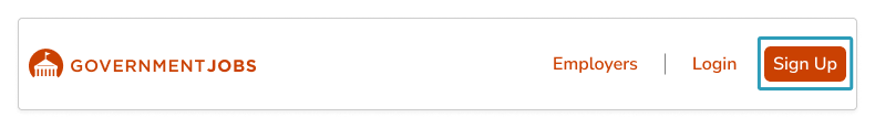Sign up button on GovernmentJobs.com header